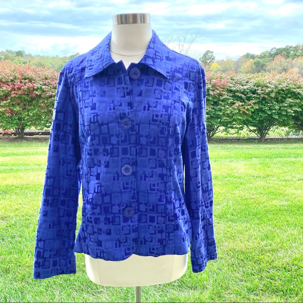 Chico’s Button Front Blue Jacket - Picture 3 of 14